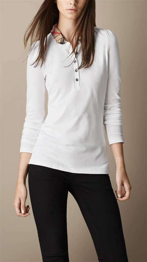 burberry white shirt womens|burberry white long sleeve shirt.